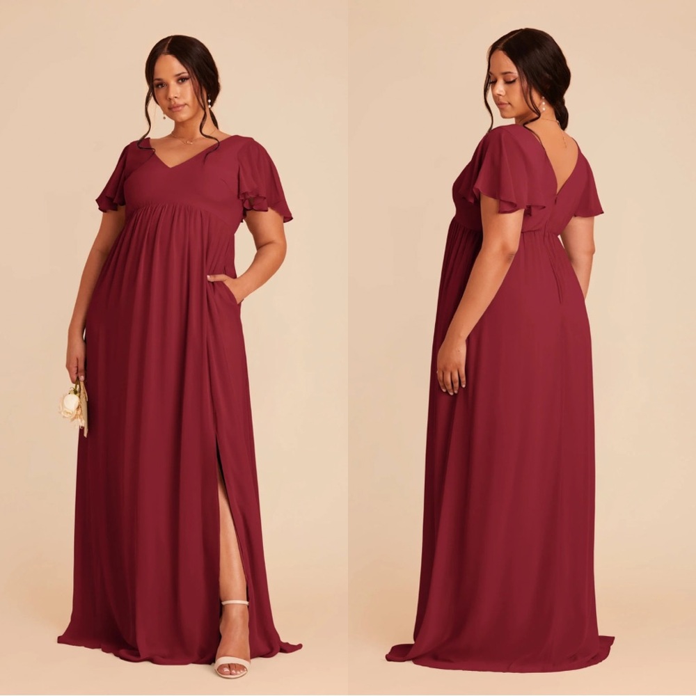 NWT Birdy Grey Hannah Chiffon Burgundy Red Bridesmaid Maxi Dress Size 2X